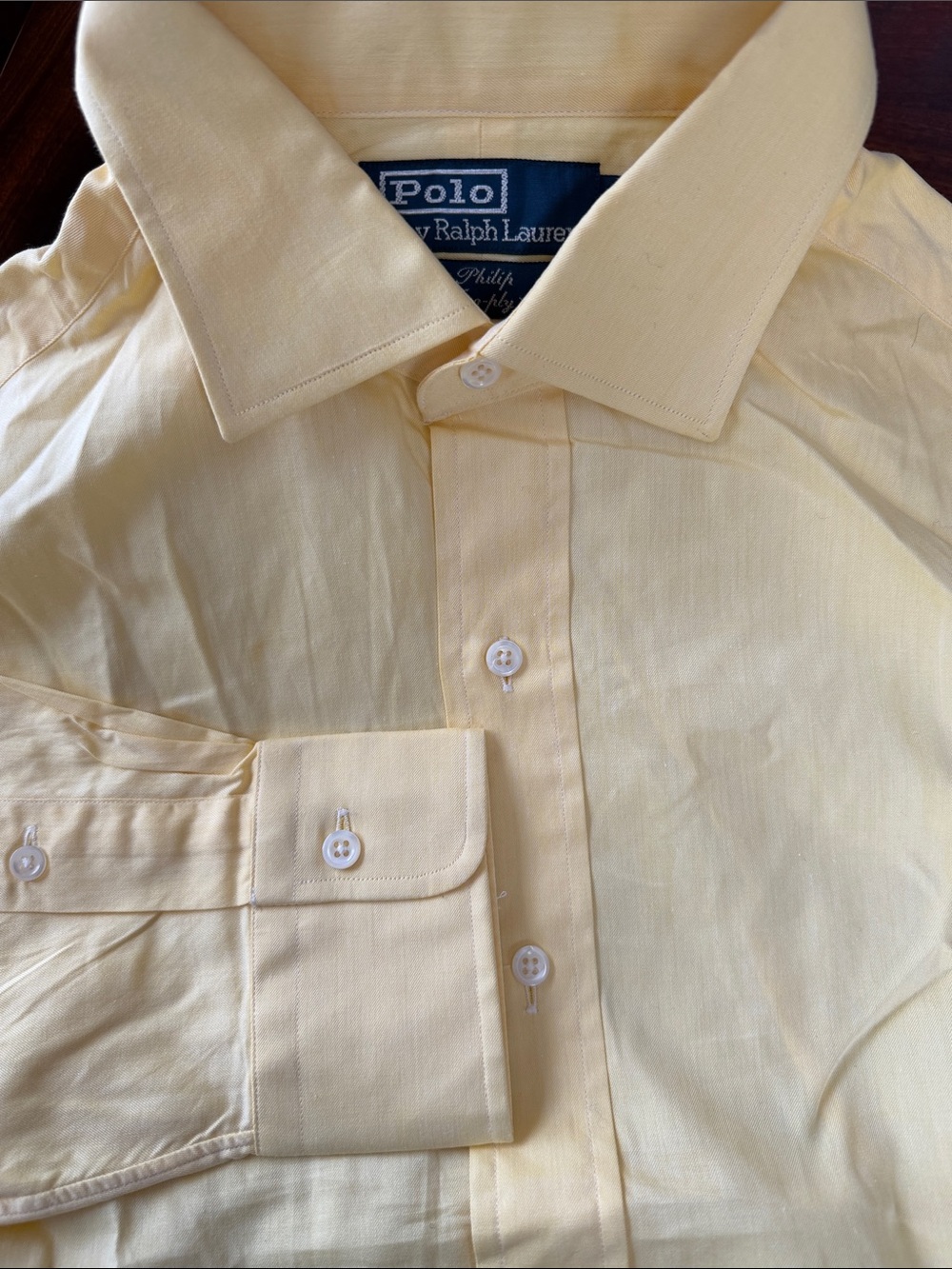 Polo by Ralph Lauren Men's bright Yellow long sleeve Dress Shirt 15,5 / 35 - Picture 5 of 10